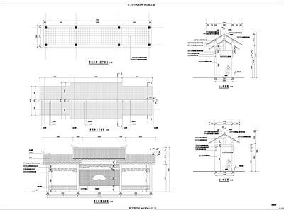 中式廊架 风雨连廊 施工图