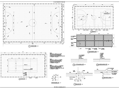 景观节点 篮球场 足球场 网球场 施工图