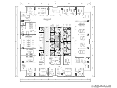 现代整体办公空间 办公空间平面图 施工图