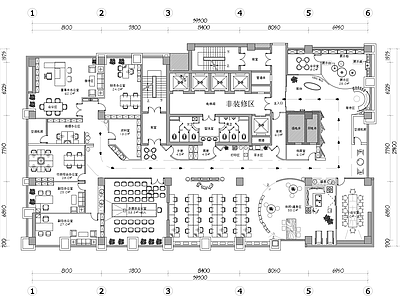 现代整体办公空间 办公楼 办公室 平面图