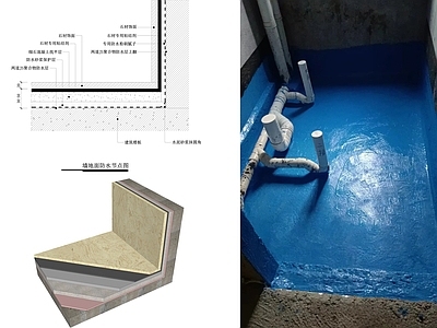 现代地面节点 墙地面防水节点图 防水节点图 卫生间防水节点图 厨房防水节点 施工图
