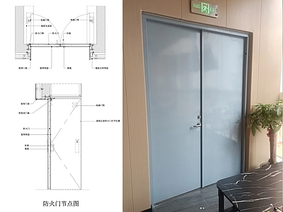 现代门节点 消防门节点 防火门节点 双开消防门节点 双开门节点 消防疏散门节点 施工图