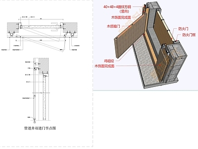现代门节点 管道井双门节点图 管道井暗门节点图 门节点 隐形门节点 过道暗门节点 施工图