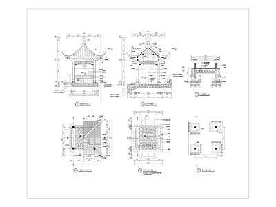 景观节点 四角亭 亭子 凉亭 施工图