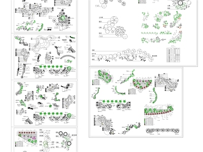 现代道路绿化 植物组团模型 施工图