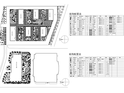 景观平面图 住宅小区居住区 植物种植平面图 植物配置表 施工图