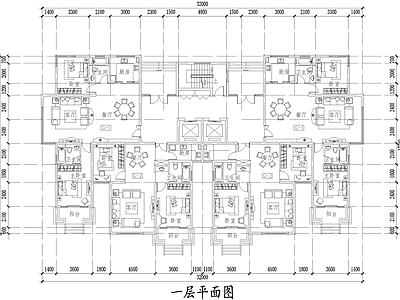 住宅楼建筑 高层住宅楼 两梯四户 两室两厅三室两厅 顶层跃层 户型图 施工图