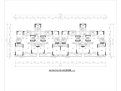 现代住宅楼建筑 小高层双拼住宅 126㎡住宅 施工图