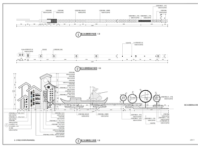 中式综合景观小品 文化景观小品 雁江古渡小品 江河船文化小品 施工图