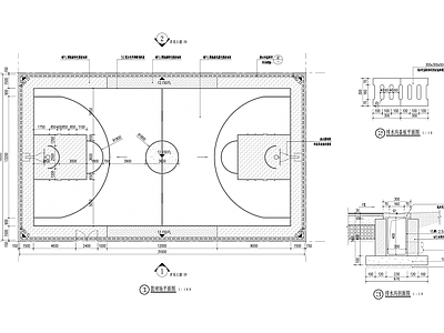 景观节点 标准篮球场 篮球场 施工图