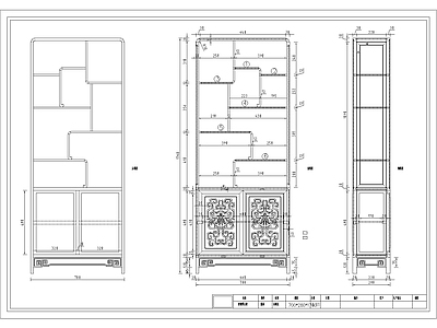 中式综合家具图库 中式玻璃博古架雕 动态图块 施工图