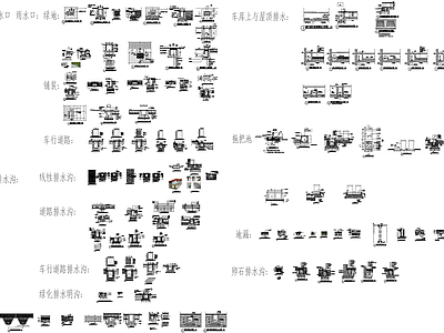 给排水节点详图 雨水口节点 线性排水沟 截水沟拖把池 篦子地漏明沟暗沟 检修口排水胶垫 施工图