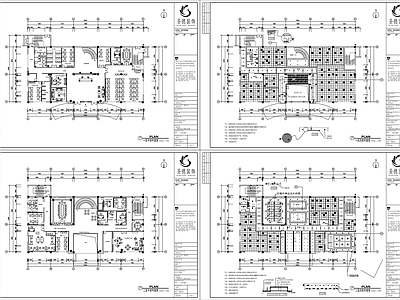 现代整体办公空间 办公室 办公区 施工图