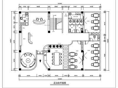 现代新中式足浴店 休闲足疗店方案图 施工图