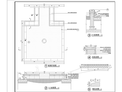 欧式树池 方形树池 坐凳 矮墙 施工图