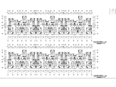 现代住宅楼建筑 中海地产住宅产品 128㎡T3户型 小高层 施工图