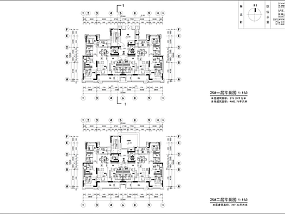 现代住宅楼建筑 中海地产小高层 135㎡双拼户型 施工图