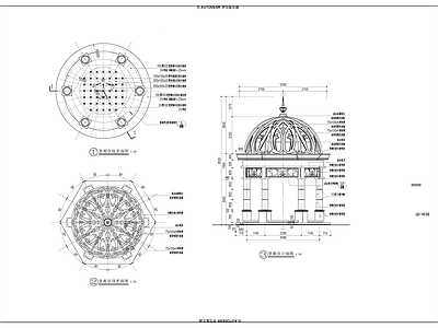 欧式亭子 圆亭 施工图