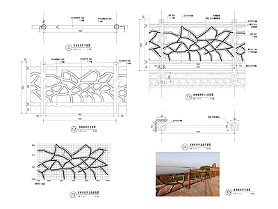 现代栏杆 仿木栏杆 施工图