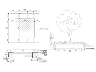 现代树池 坐凳 施工图