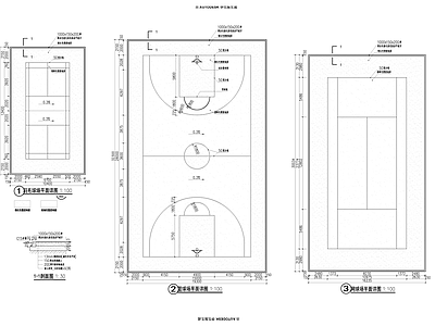 景观节点 羽毛球场 篮球场 网球场 施工图