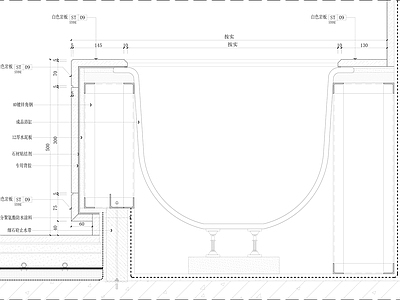 现代卫浴节点 嵌入式浴缸节点图 施工图