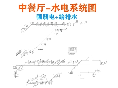 电气图 中餐厅水电系统图 电气图 水电图 餐厅水电系统图 强弱电系统图 施工图