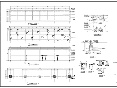 景观节点 自行车雨棚 雨棚 自行车棚 非动车棚 施工图