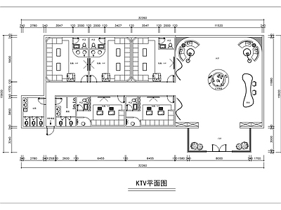 现代KTV 现代ktv平面布 包厢 包厢室内布局 施工图