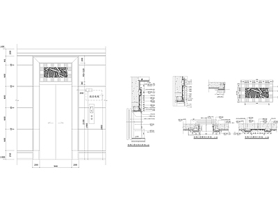 现代中式门节点 电梯门大样图 施工图