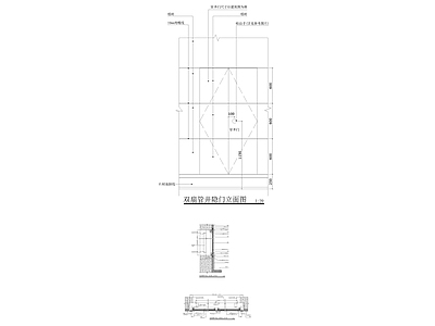 现代中式门节点 双扇管井暗门 施工图