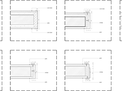 现代新中式收口节点 不锈钢垭口节点 木饰面门套节点 多种墙面材料收口 施工图