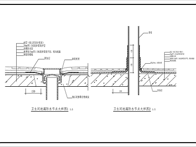 现代地面节点 卫生间防水做法3 施工图