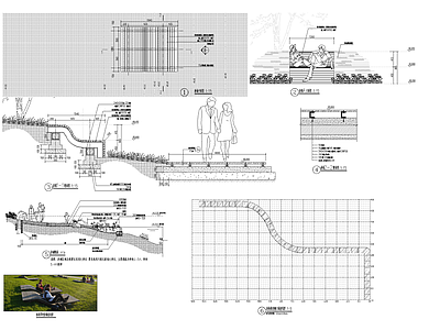 景观节点 沙滩座椅 背靠阳光草原 躺椅 看台 施工图