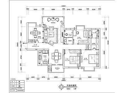 平层 欧式风格住宅室内 四室两厅 施工图