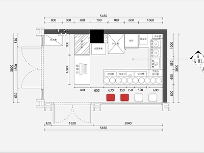 现代咖啡厅 10㎡奶茶店 连锁店 施工图