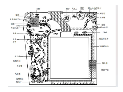 现代新中式庭院 花园庭院 施工图