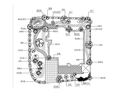 现代新中式庭院 花园庭院 施工图