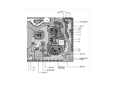 现代中式庭院 花园庭院 施工图