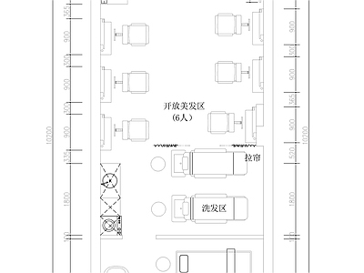 现代理发店 现代理发店平面图 理发店平面布置图 理发 施工图