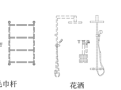 现代卫浴设施 卫浴平立面图库 家装卫浴模块 残卫模块 施工图