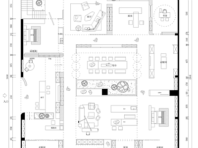 现代展厅 家具展厅 橱柜家具展厅平面 全屋定制展厅 施工图