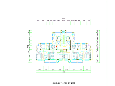 现代住宅楼建筑 小高层户型双拼 施工图