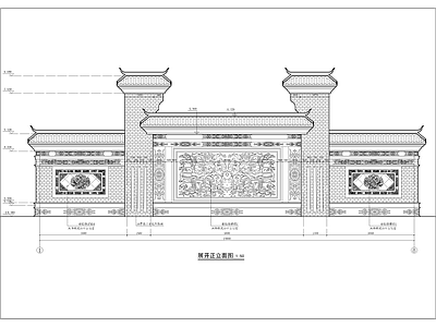 中式新中式景墙 照壁 影壁 文化景墙 庭院景墙 青砖景墙 施工图