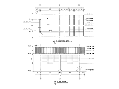 现代廊架 木廊架 施工图