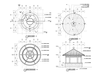 现代亭子 茅草亭 施工图