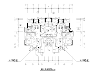 现代住宅楼建筑 T2双拼塔楼 施工图