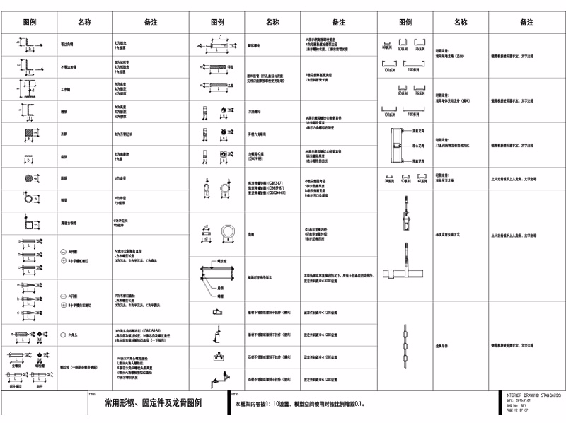 室内设计常用形钢 固定件及龙骨CAD