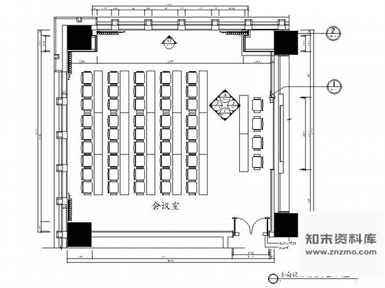 施工图某大厦73平方小会议室装修图含效果