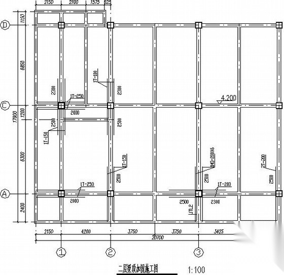 宾馆裙楼改造加固工程结构施工图 抗震加固结构